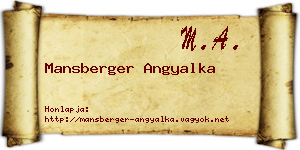 Mansberger Angyalka névjegykártya